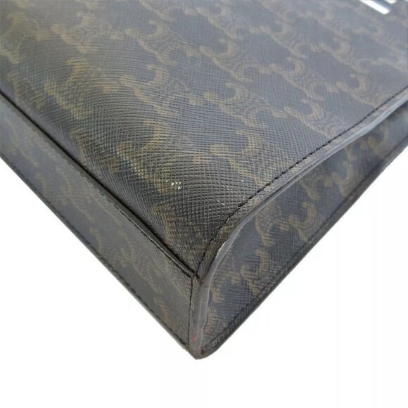 Auth CELINE Triomphe Vertical Cabas Handbag Shoulder Bag Brown PVC - Picture 6 of 12